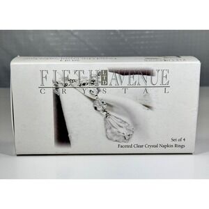 Fifth Avenue Crystal Faceted Clear Crystal Napkin Rings, Set Of 4